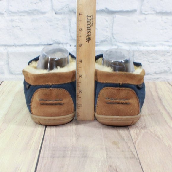 LL BEAN Blue Suede Wicked Good Shearling Lined Slippers Venetian 11 M - Picture 8 of 9